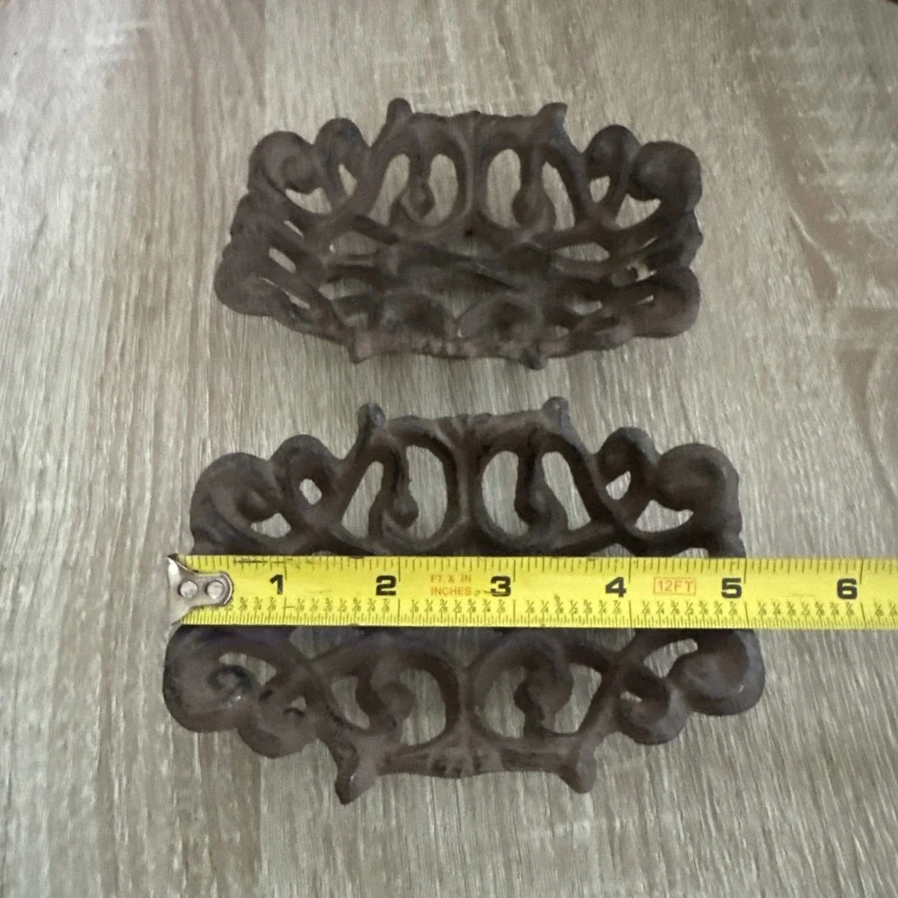 Cast Iron Scroll Soap Dish / Business Card, Rust - Set of 2